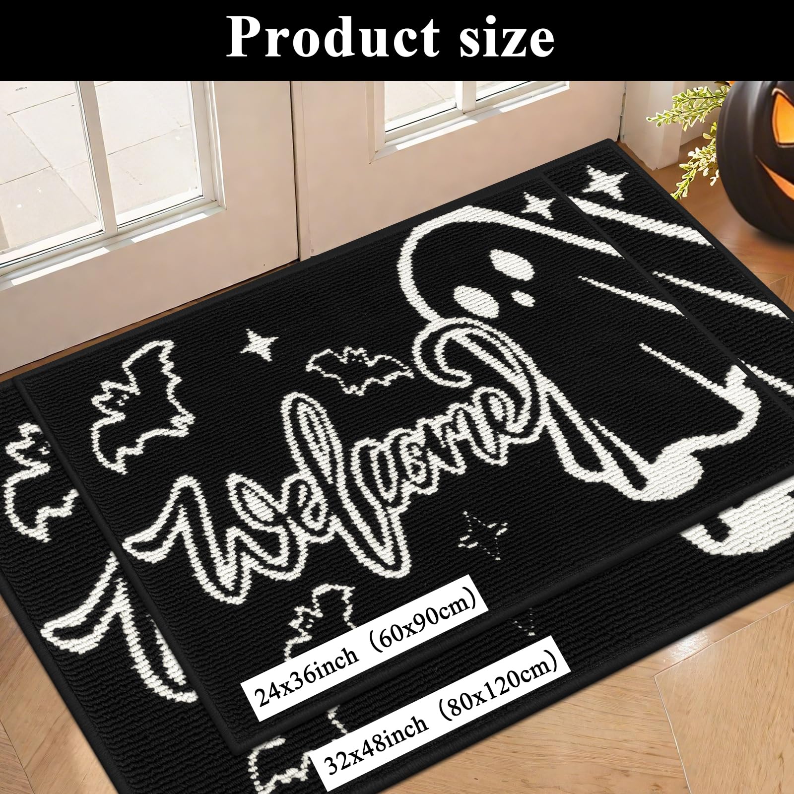 Ileading Halloween Door Mat being cleaned with a vacuum