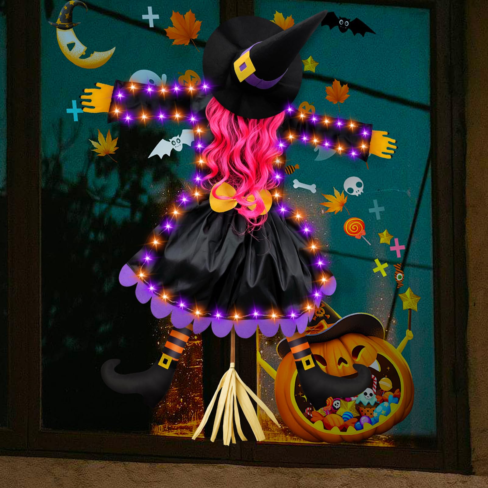 ILLUMINEW Halloween Witch 43-inch height showcasing details