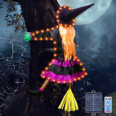 ILLUMINEW Solar Halloween Crashing Witch Decoration front view