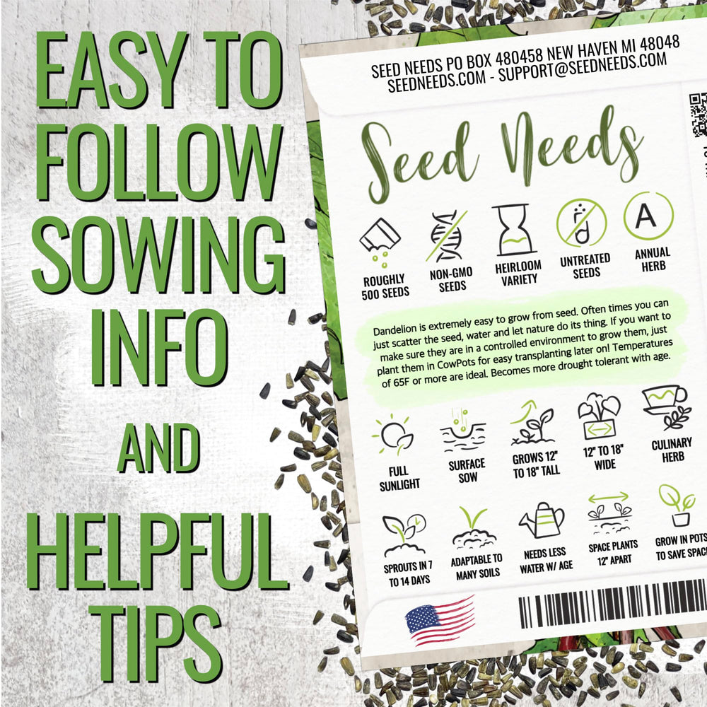 Illustrated packet of Garnet Stem Dandelion seeds