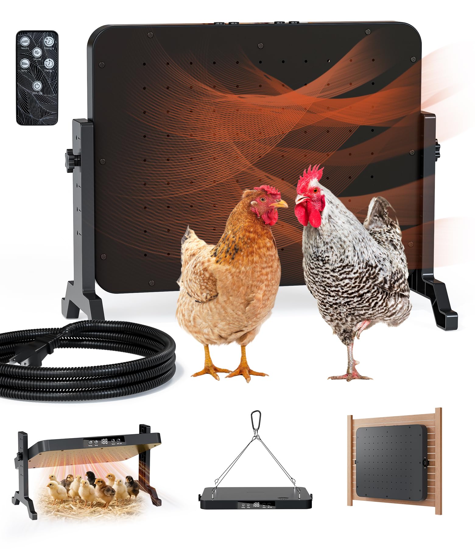 ILOJUST Smart Chicken Coop Heater front view with temperature settings