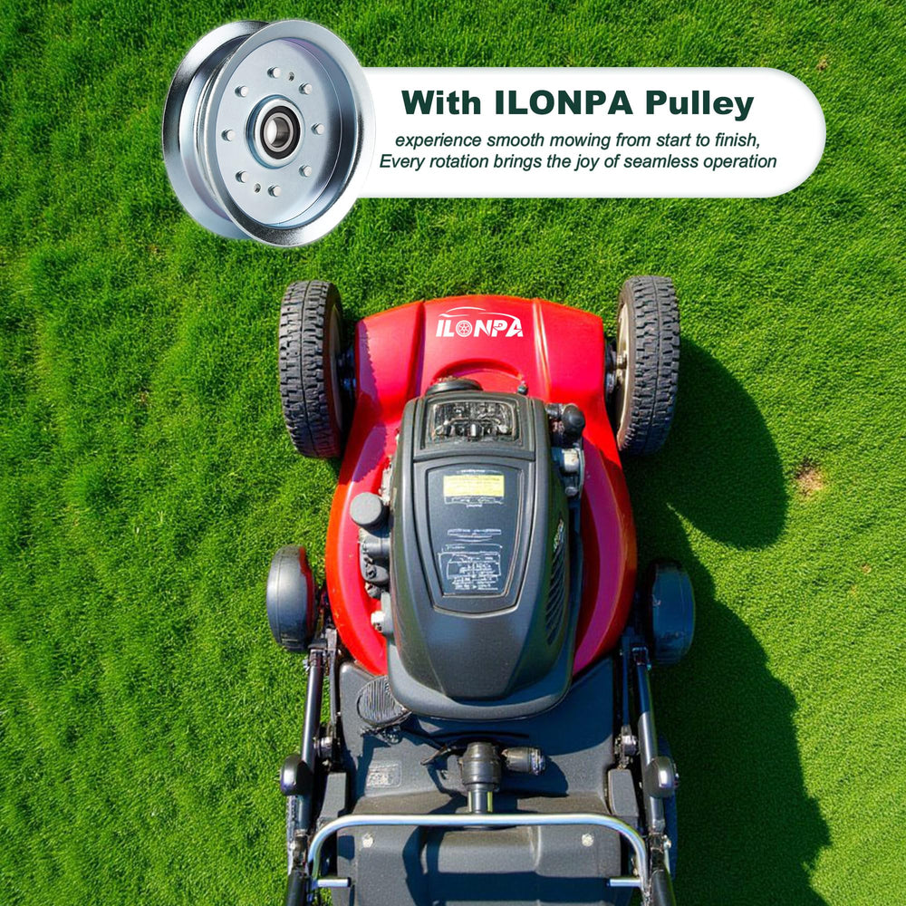 ILONPA Flat Idler Pulley installed on lawn mower