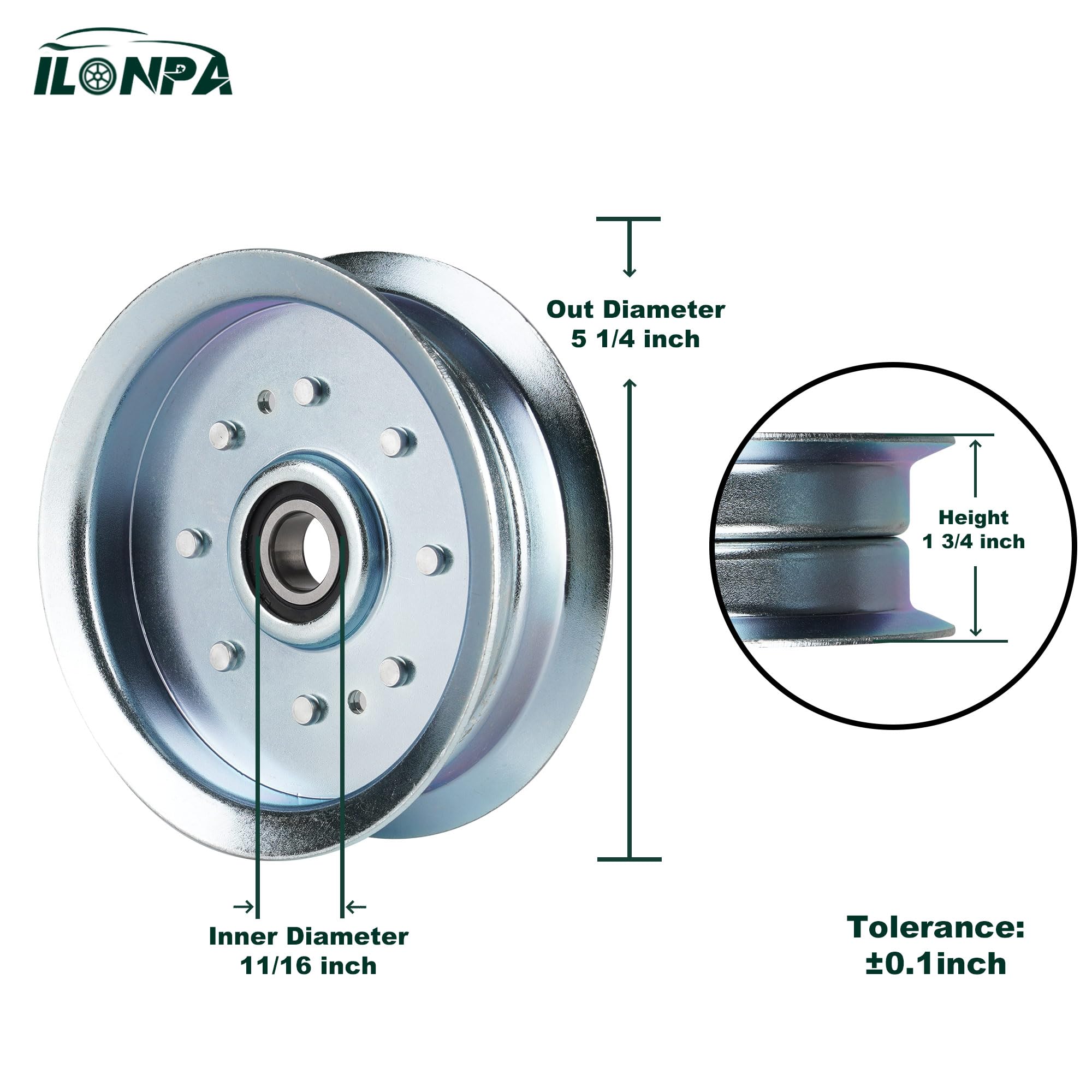 ILONPA Flat Idler Pulley side view showing construction