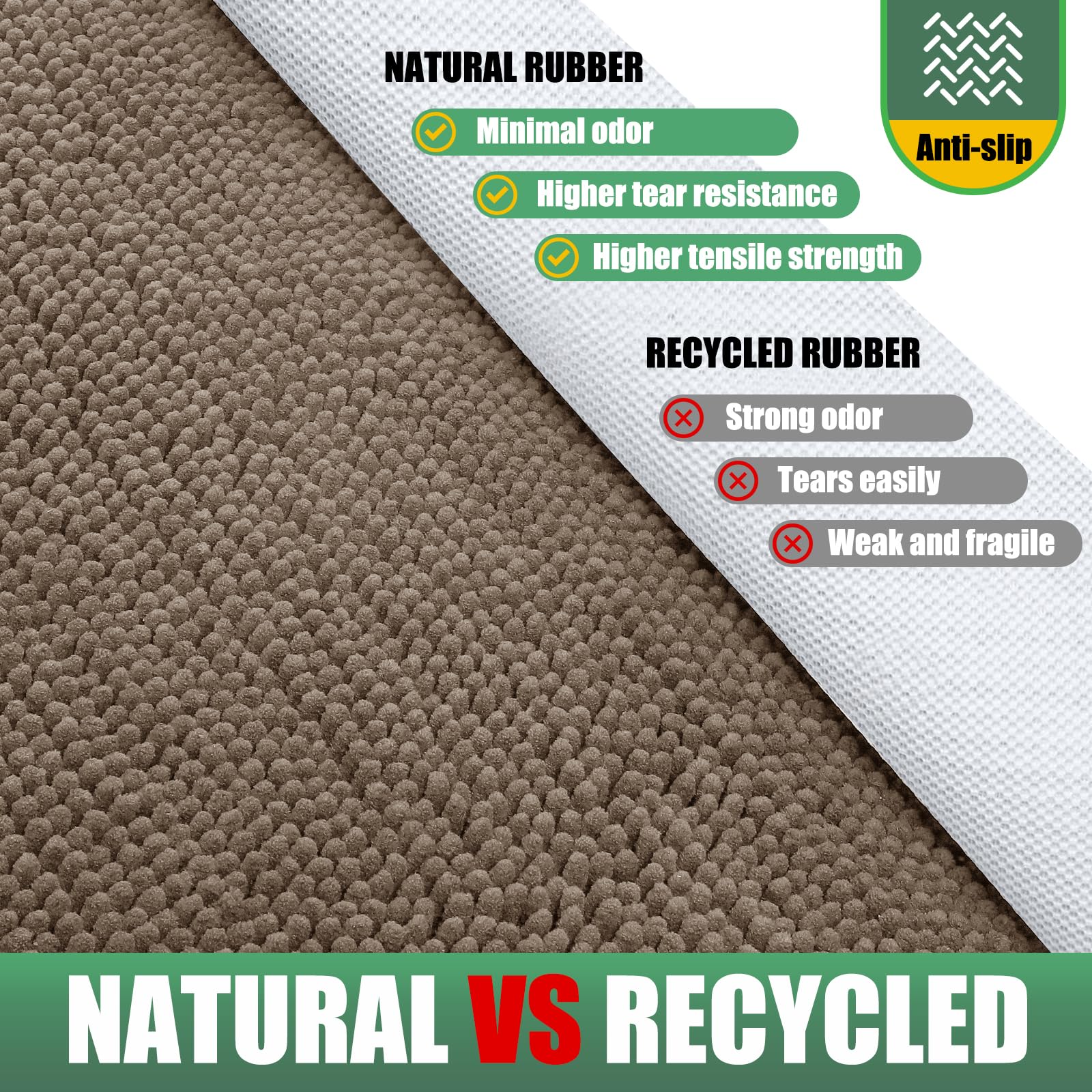 IM HOME Beige Doormat with anti-slip rubber backing