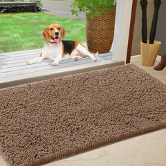 IM HOME Chenille Absorbent Door Mat camel colour front view