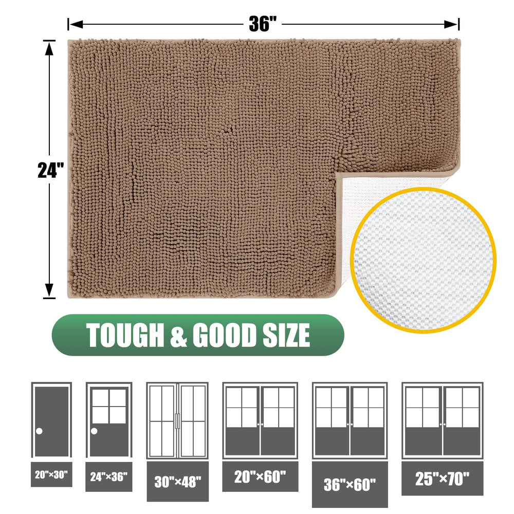 IM HOME Chenille Absorbent Door Mat camel colour rolled for washing