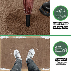 IM HOME Chenille Absorbent Door Mat camel colour side view