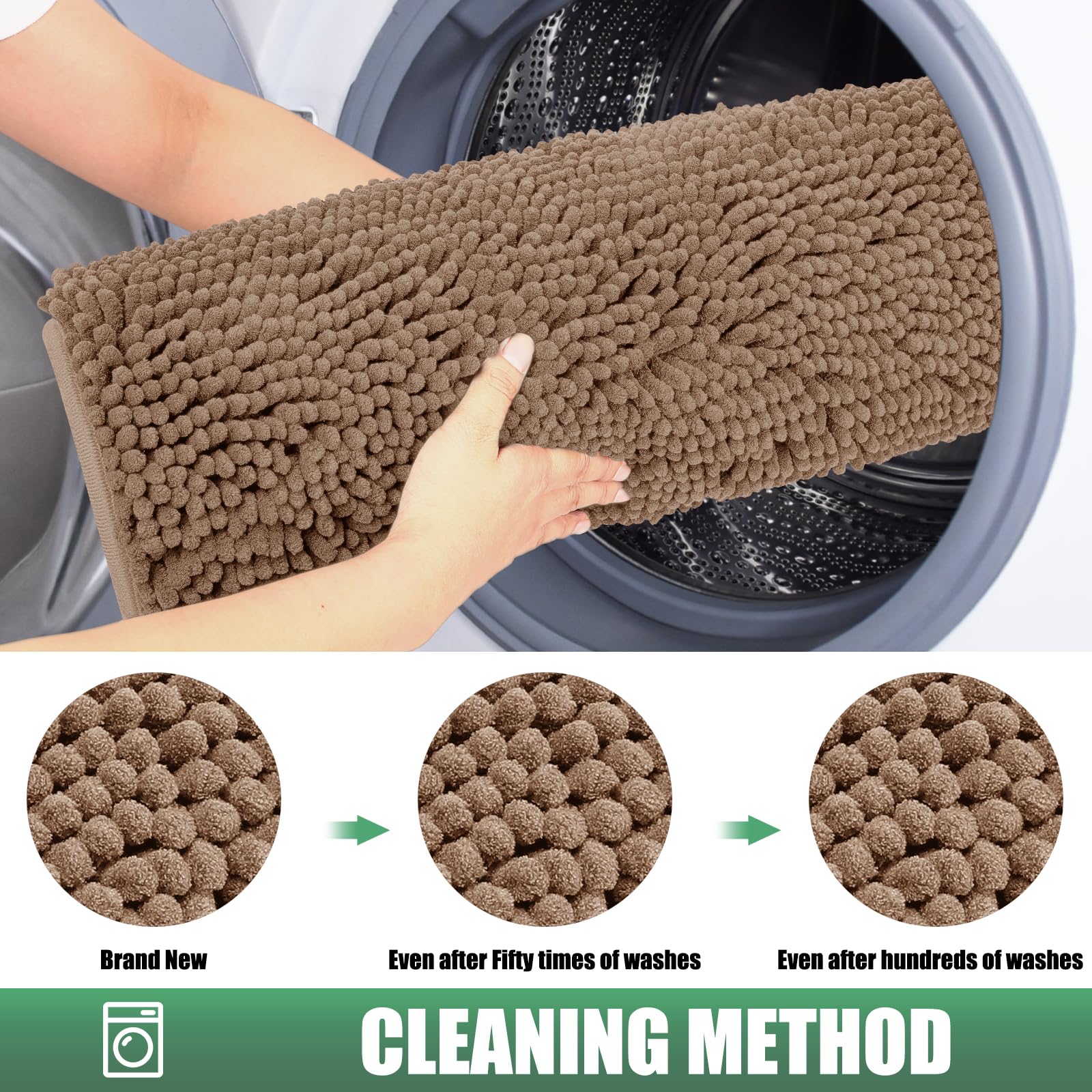 IM HOME Chenille Absorbent Door Mat camel colour with pets