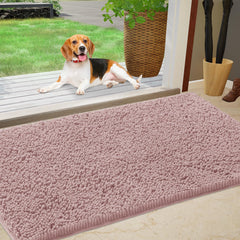 IM HOME Chenille Absorbent Door Mat Dusty Pink front view
