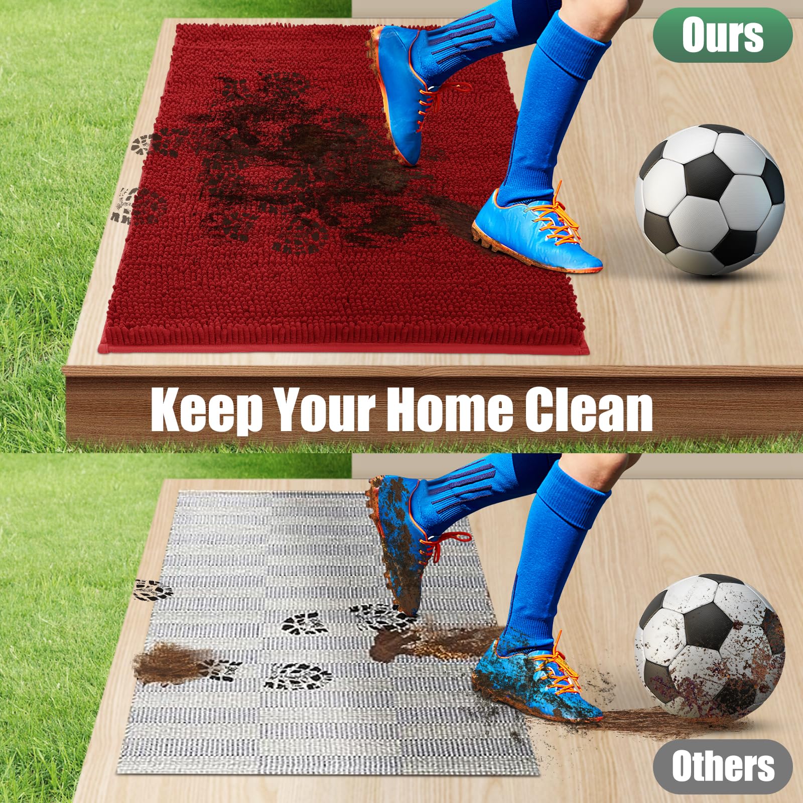 IM HOME Chenille Absorbent Door Mat in a patio setting
