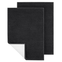 IM HOME Chenille Absorbent Indoor Door Mat front view dark grey