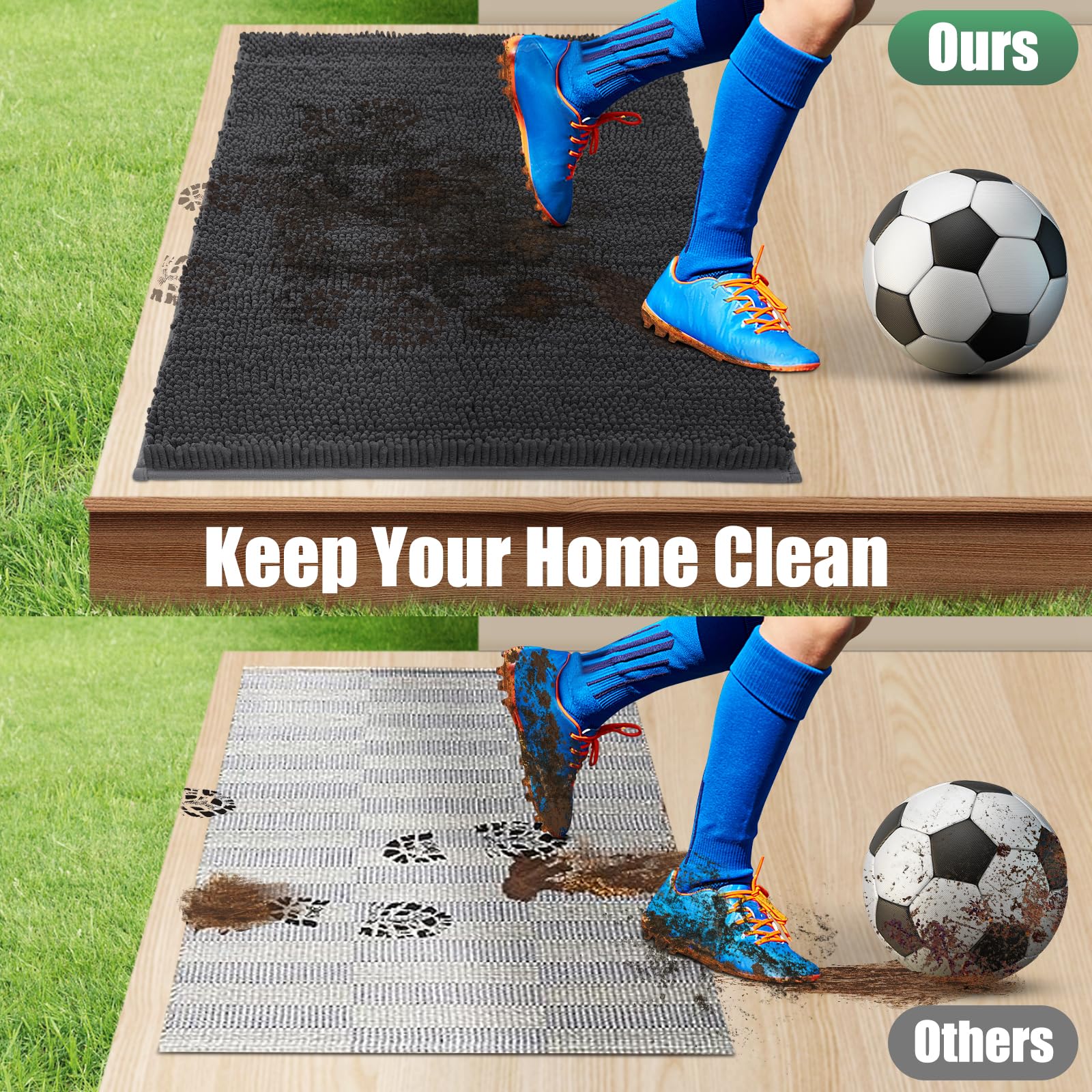 IM HOME Chenille Absorbent Indoor Door Mat rolled up for storage