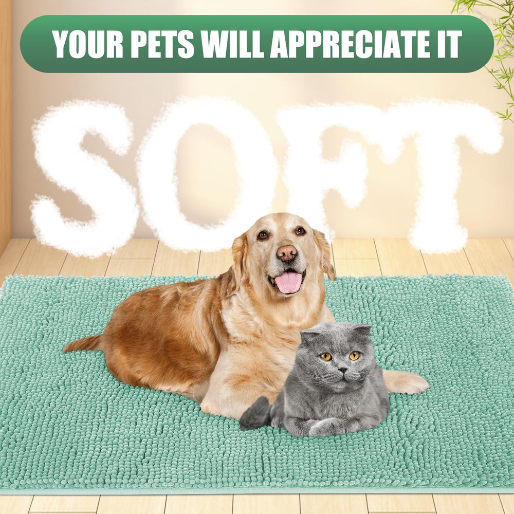 IM HOME Chenille Absorbent Indoor Door Mat showing anti-slip rubber backing