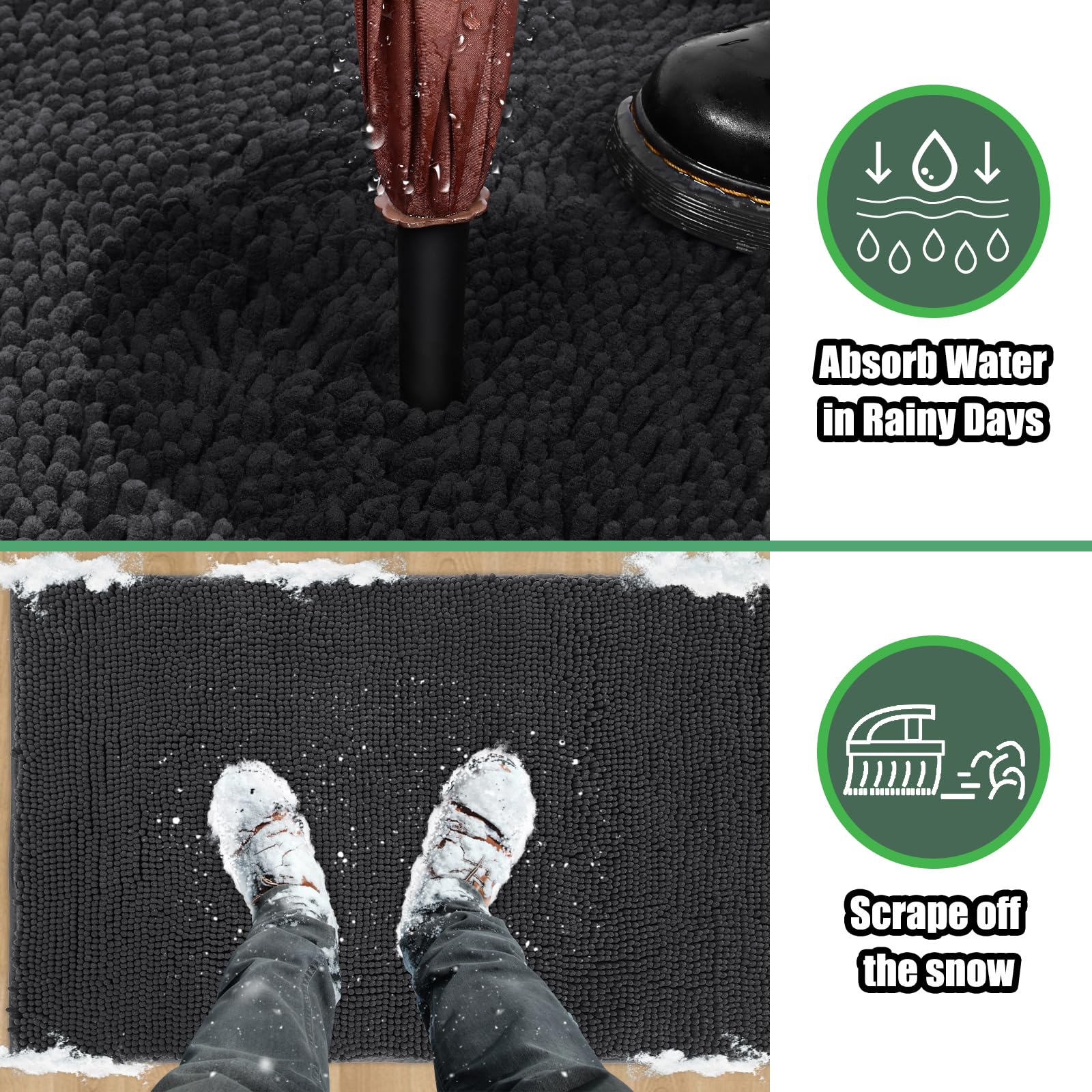 IM HOME Chenille Absorbent Indoor Door Mat side view showcasing thickness