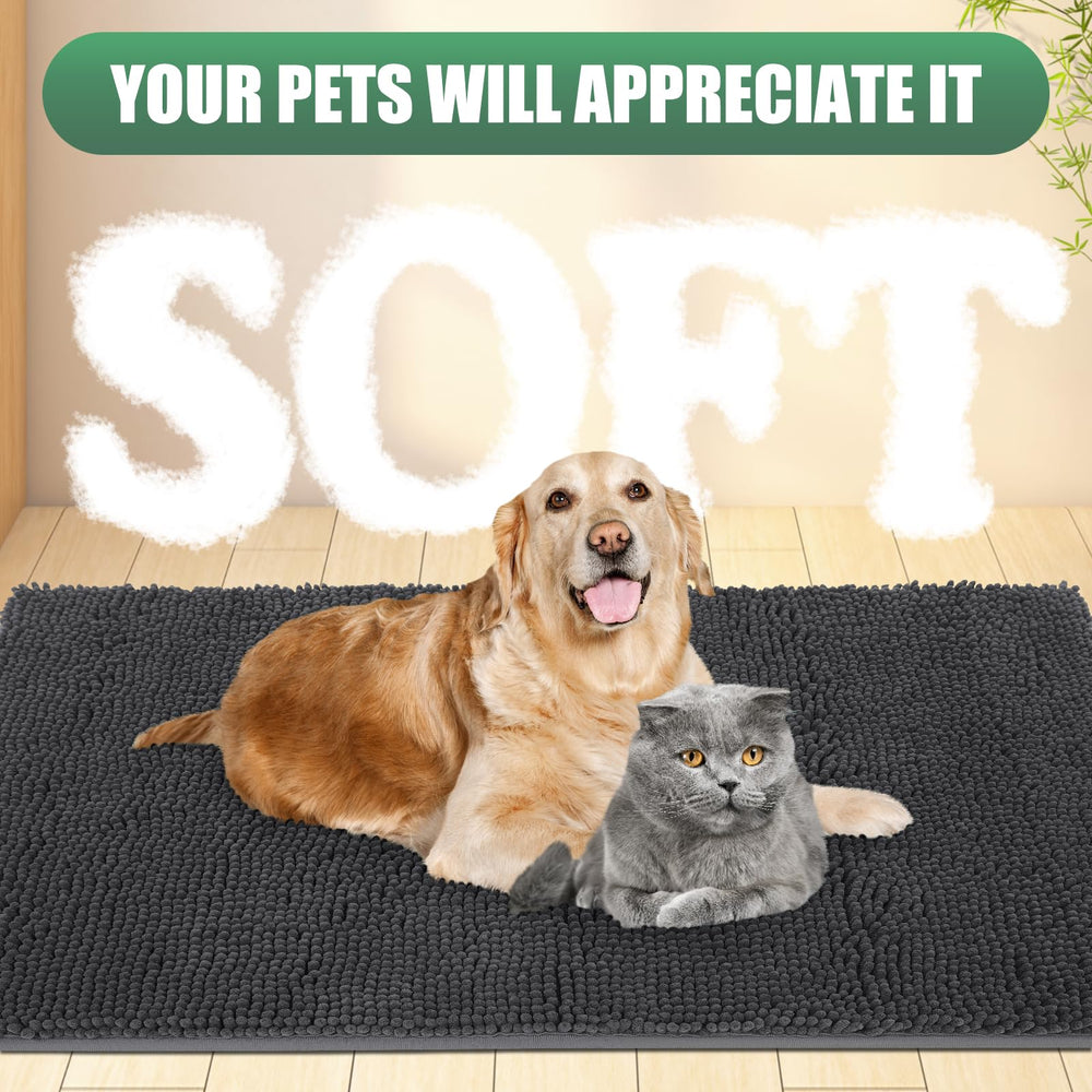 IM HOME Chenille Absorbent Indoor Door Mat with pet paws on it