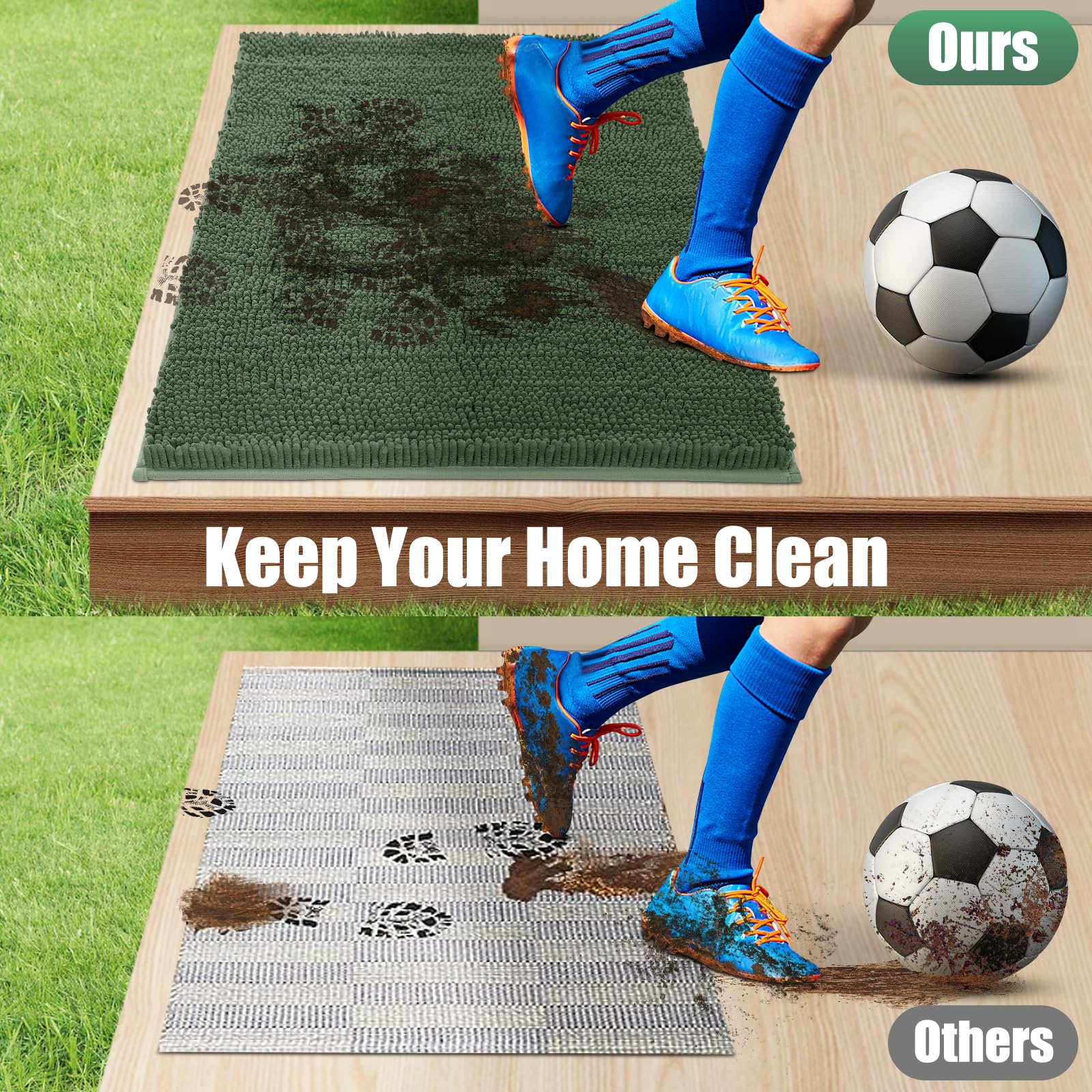 IM HOME Chenille Door Mat flat design fitting under a door