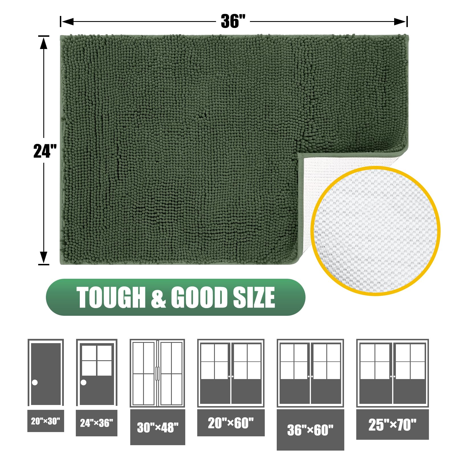 IM HOME Chenille Door Mat in a clean and tidy living space