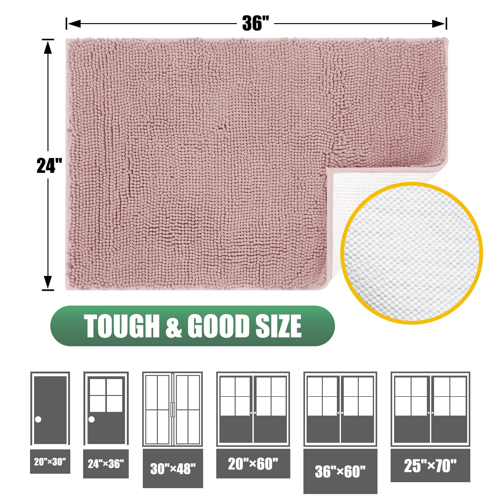 IM HOME Chenille Door Mat showing absorbent fibers