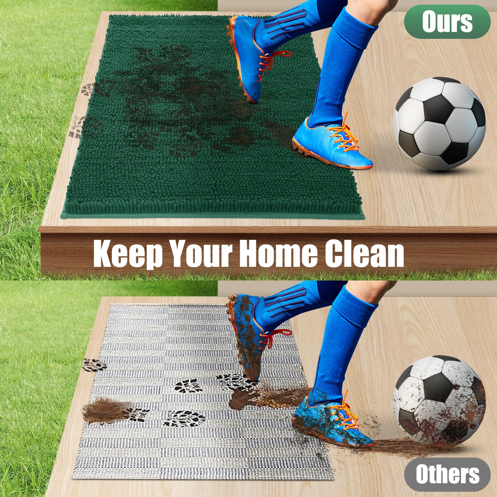 IM HOME Chenille Door Mat with pet paws on it