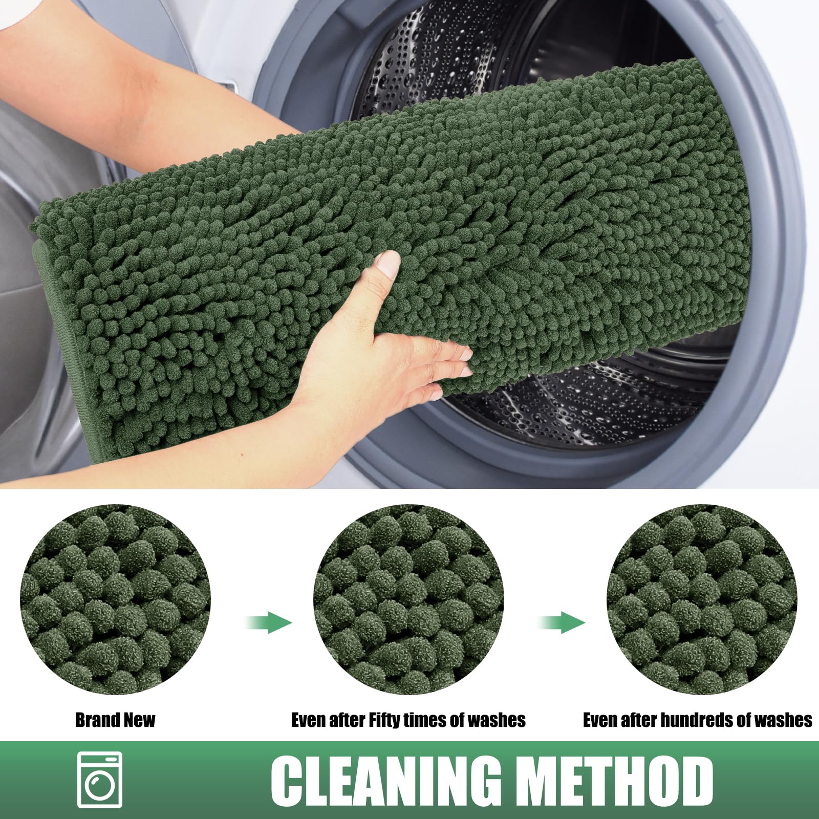 IM HOME Chenille mat folded showing its thickness and material