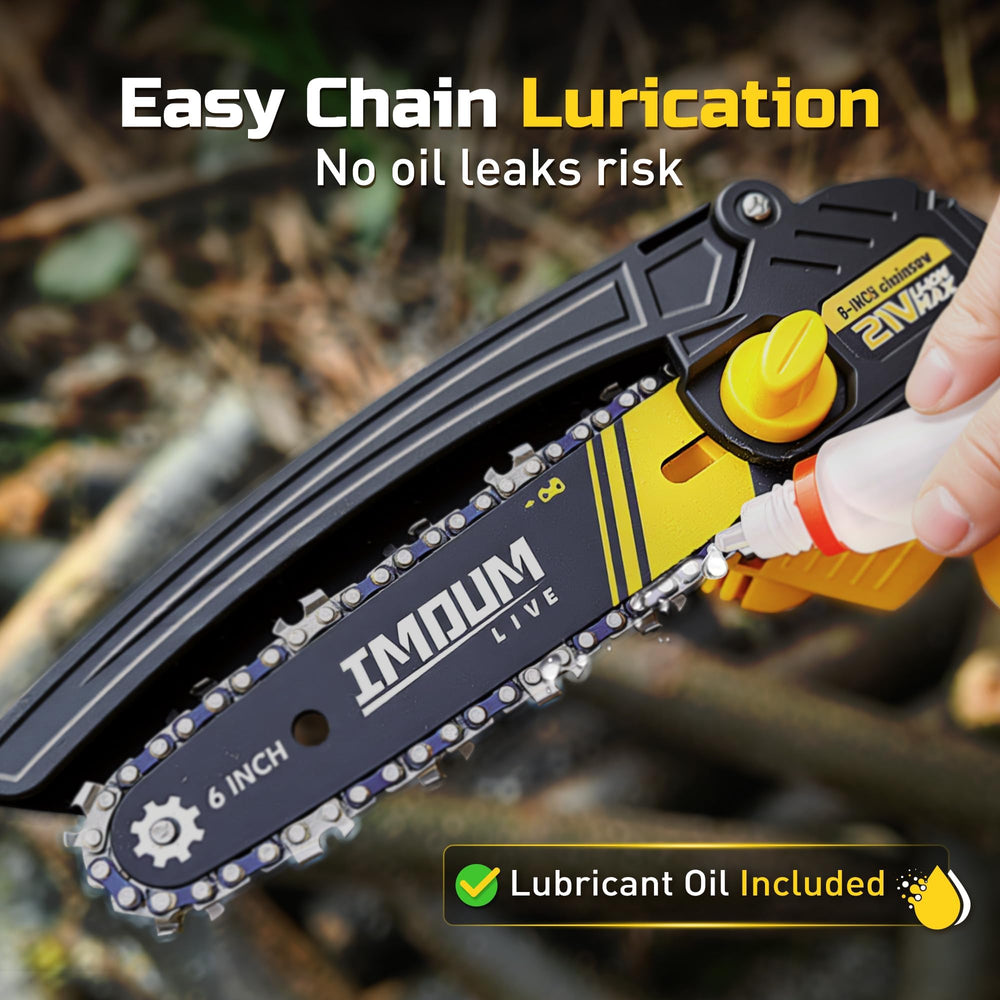 IMOUMLIVE 6-Inch Mini Chainsaw with chain oil