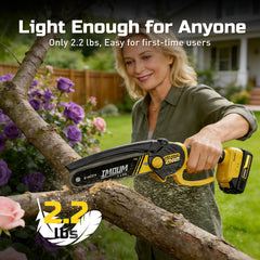 IMOUMLIVE Mini Chainsaw showing tool kit and accessories