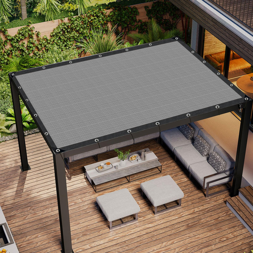 IMSGVIFO Grey Sun Shade Cloth in garden setting
