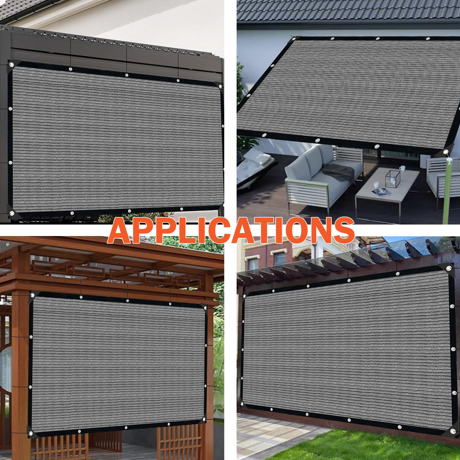 IMSGVIFO Grey Sun Shade Cloth packaging and dimensions