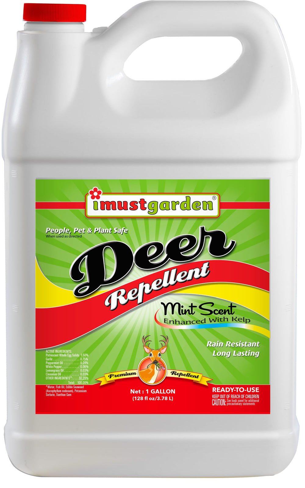 IMUSTGARDEN Deer Repellent 1 Gal front view with mint fragrance