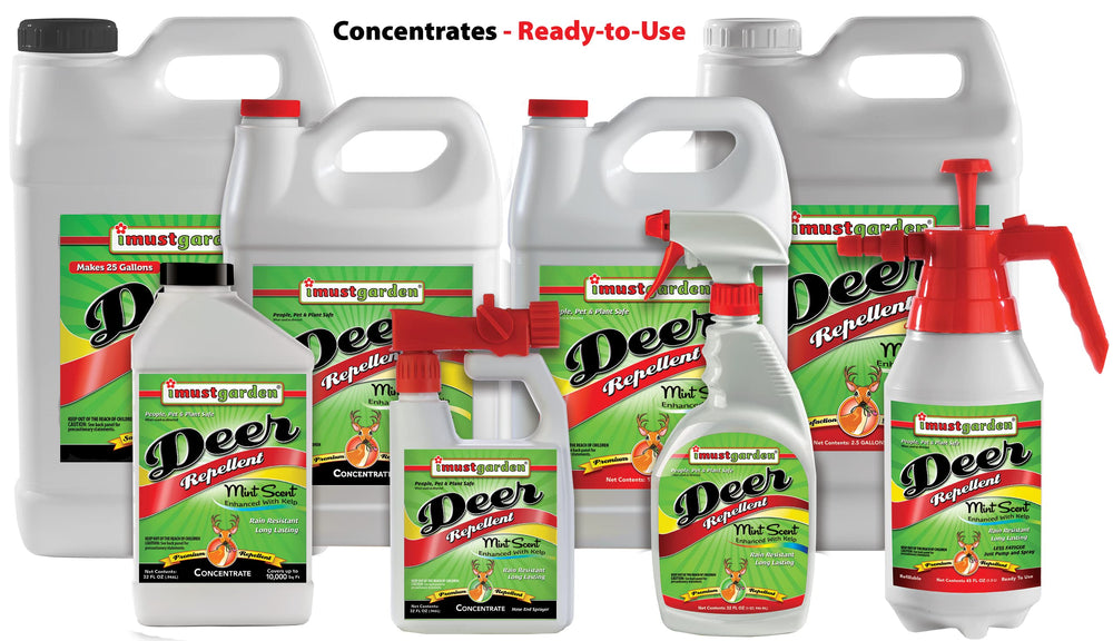 IMUSTGARDEN Deer Repellent 1 Gal on a garden shelf