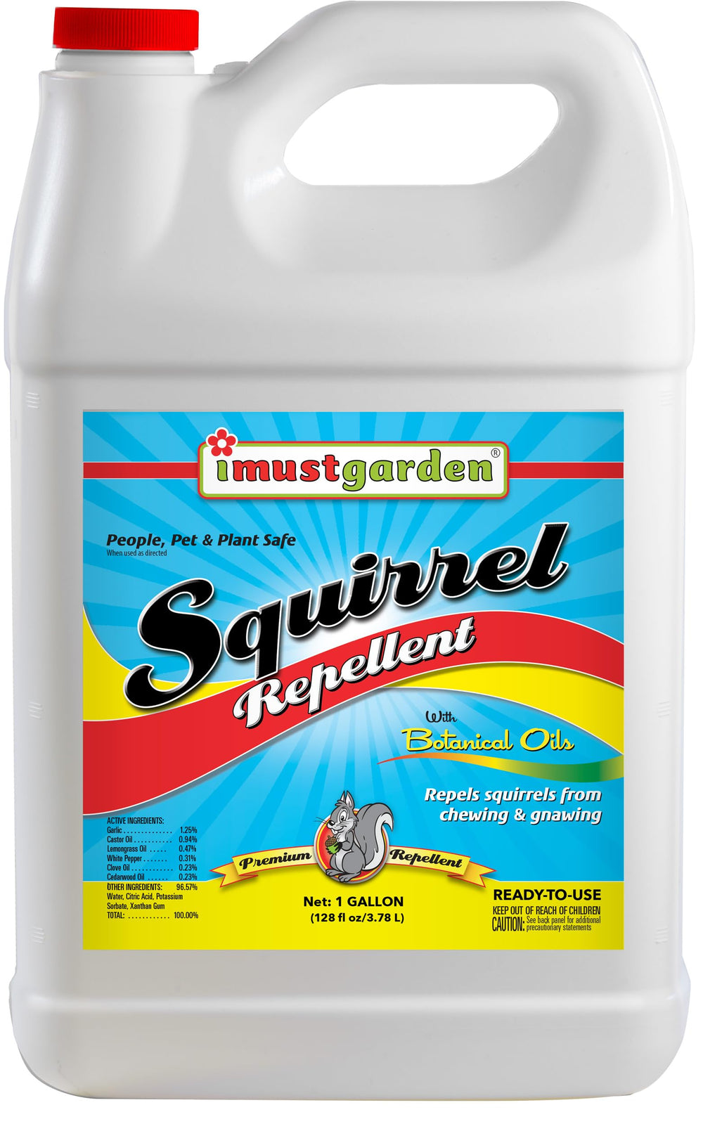 IMUSTGARDEN Squirrel Repellent 1 Gal bottle front view