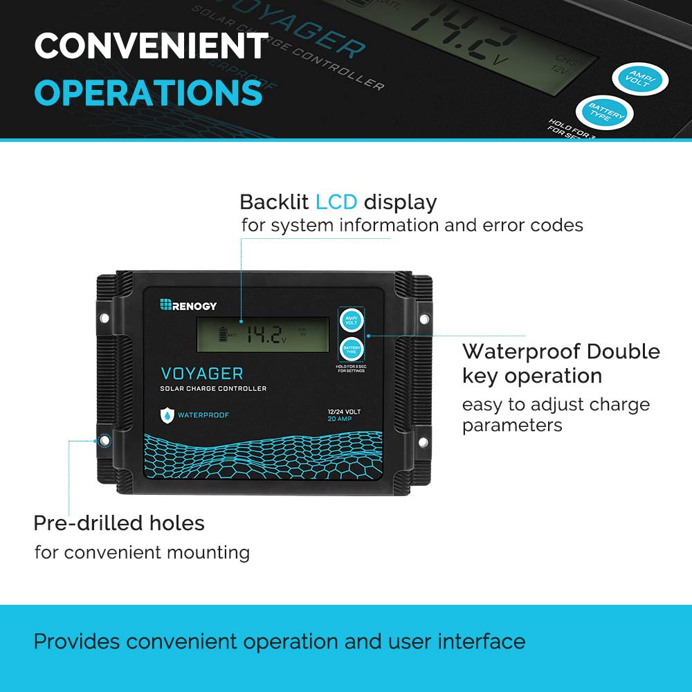 In the box content of Renogy Voyager 20A Solar Charge Controller