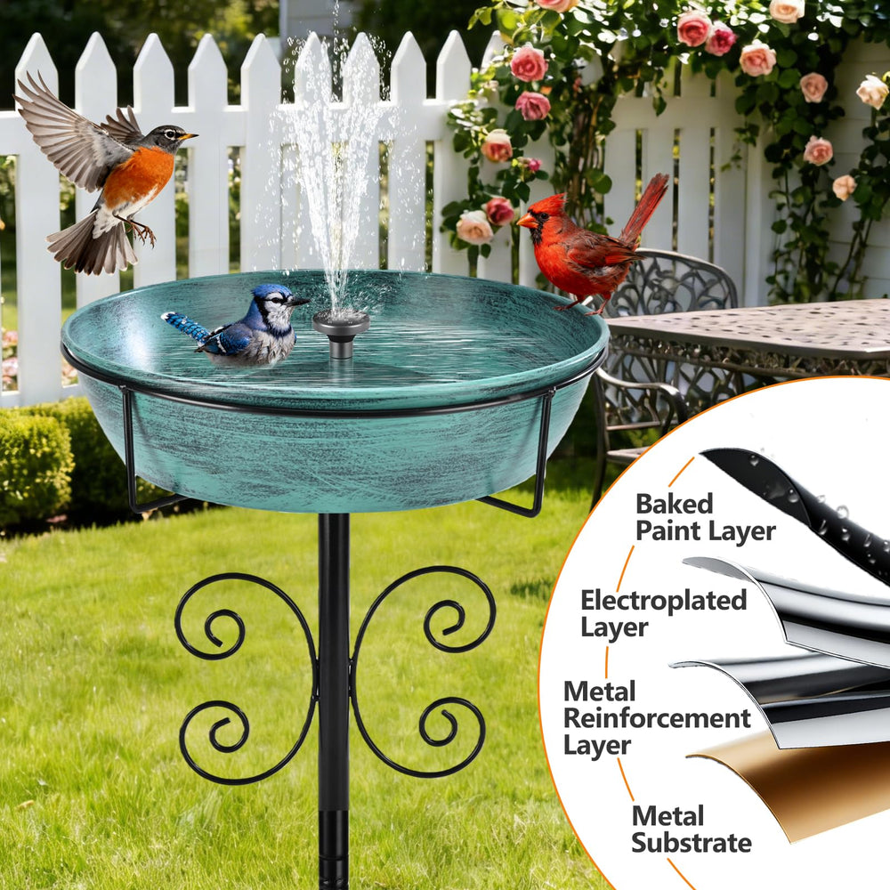 inanil bird bath in garden setting attracting birds