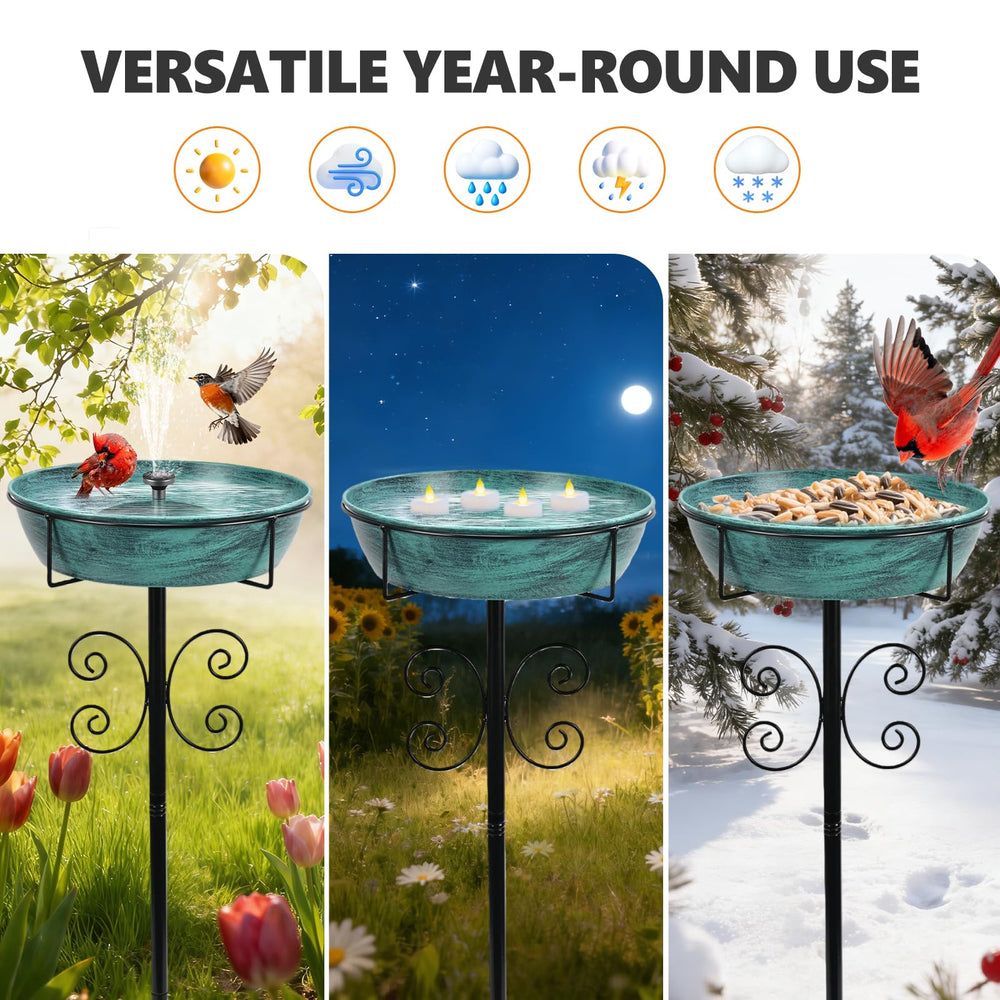 inanil metal bird bath with solar fountain pump setup