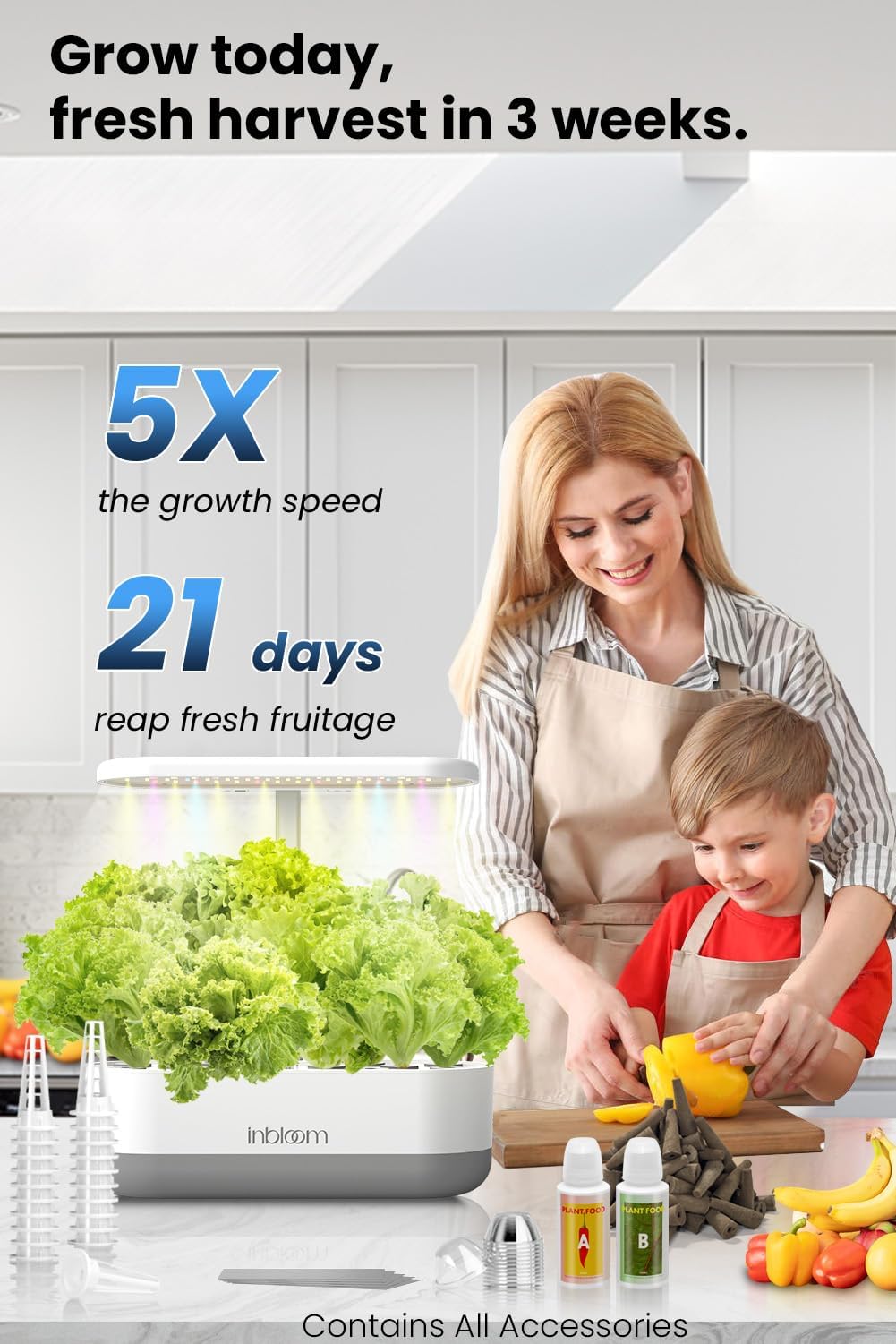 inbloom Hydroponics Growing System Kit with LED grow lights