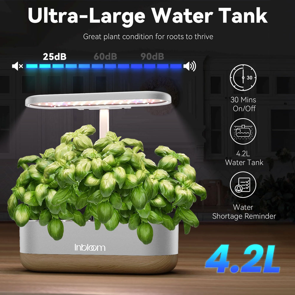 inbloom Hydroponics system side view with LED light off