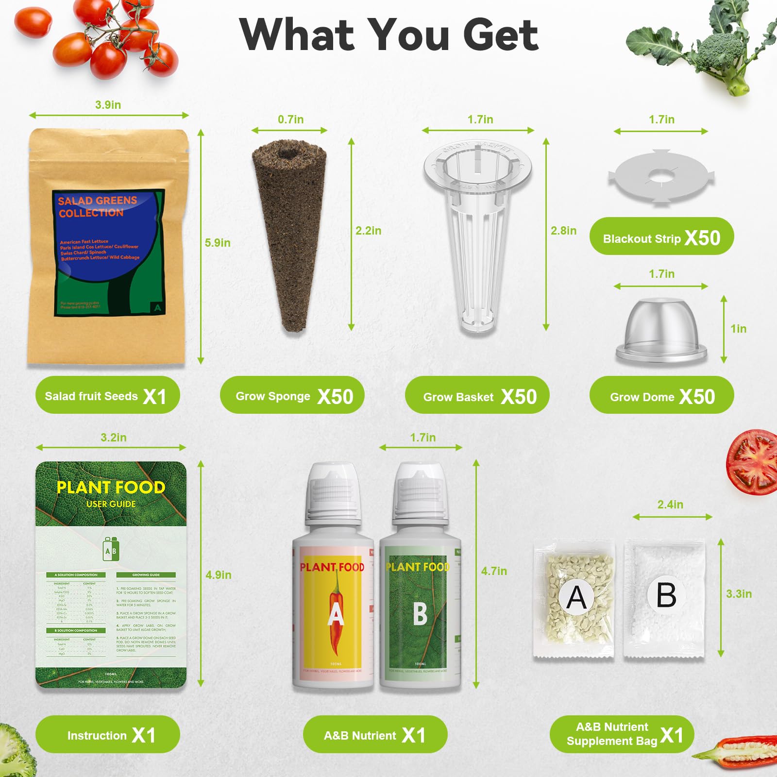 inbloom Salad Greens seed pod kit packaging and contents