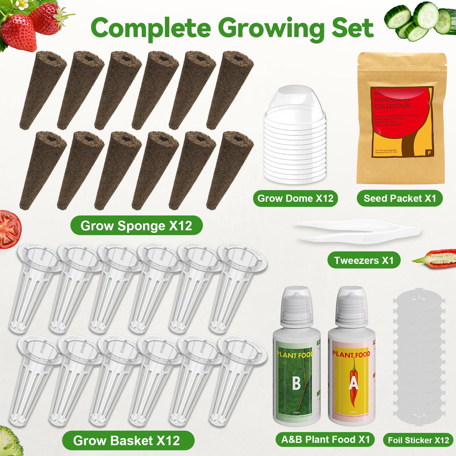 inbloom seed pod kit contents including sponges and labels