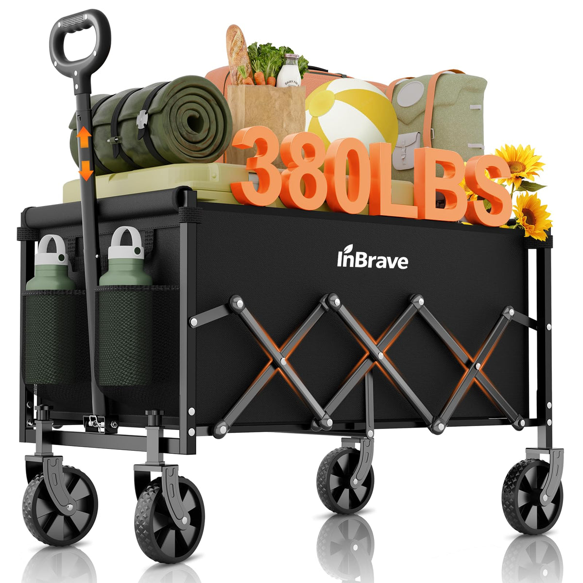 InBrave Collapsible Wagon Cart black model front view