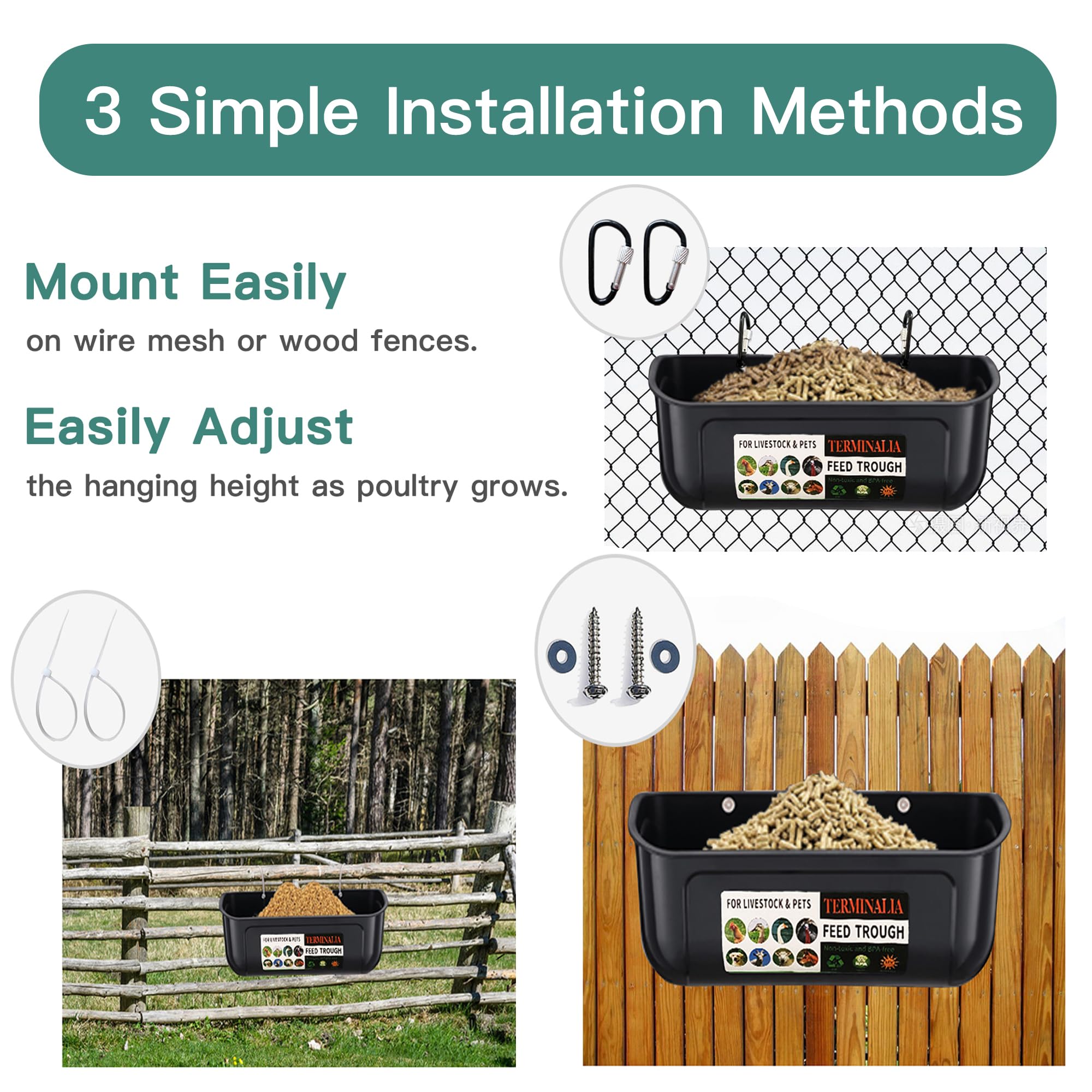 Included red feed scoop with Terminalia Poultry Feeder