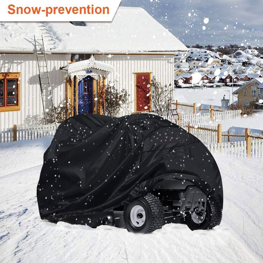 Indeed BUY Riding Lawn Mower Cover dimensions displayed on packaging