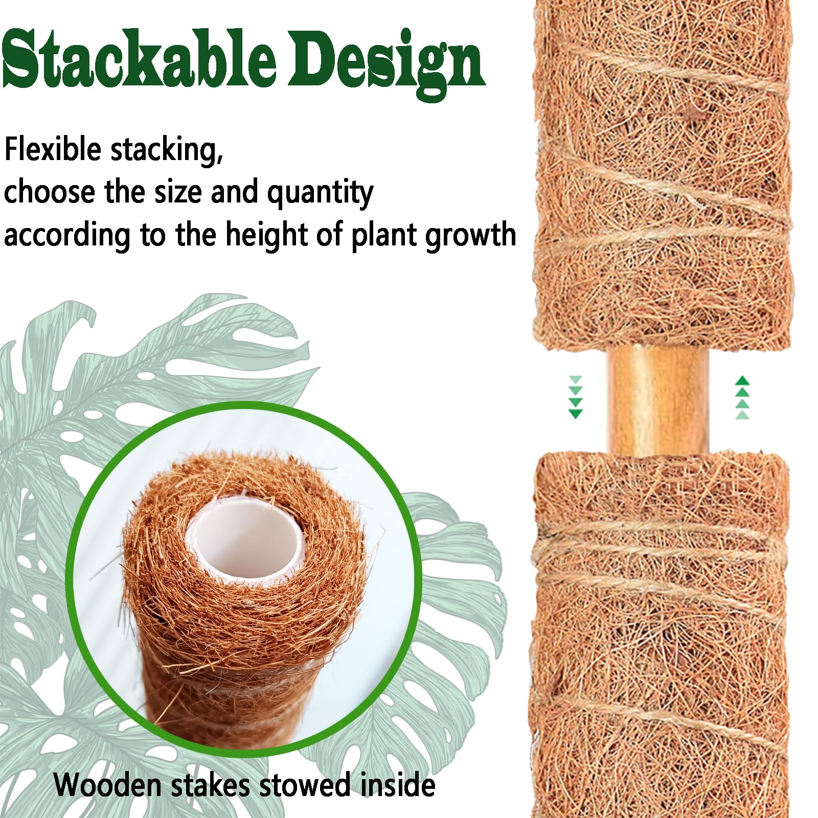 Individual CHIAFFI 18 inch moss pole showing wood stake