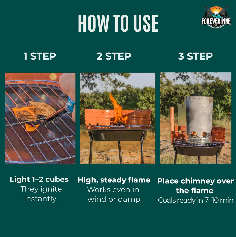Individual fire starter cube burning in wind