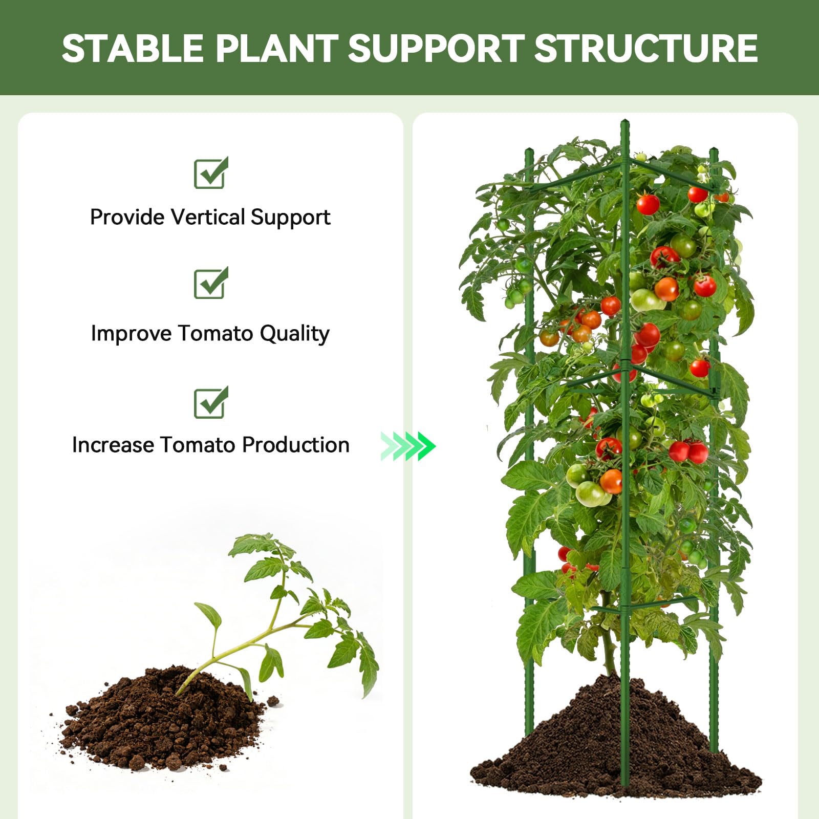 Individual Halatool tomato cage showing stake and snap-on arm
