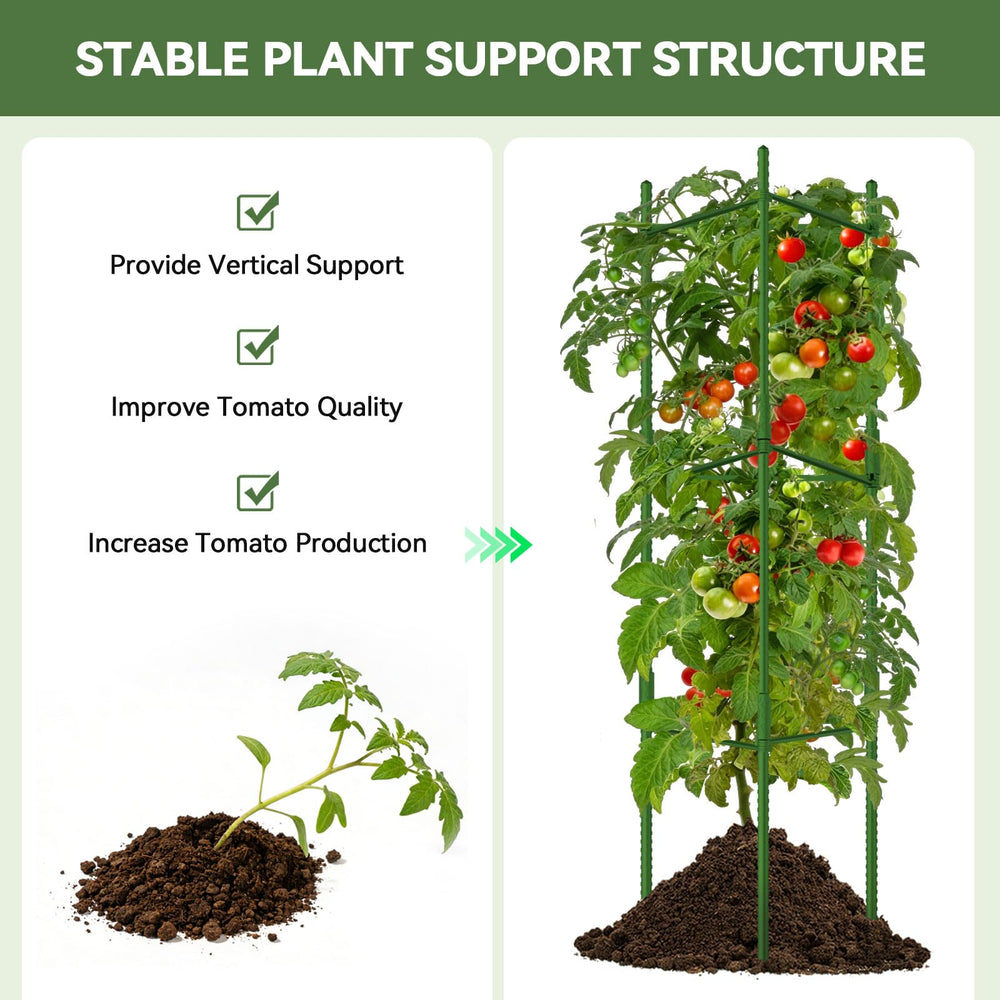 Individual Halatool tomato cage showing stake and snap-on arm