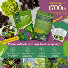 Individual heirloom greens seeds packets from Seedphony