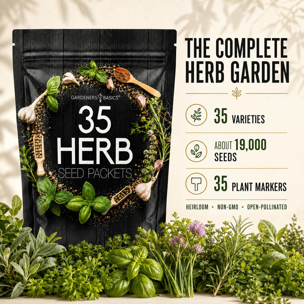 Individual seed packets and plant markers included