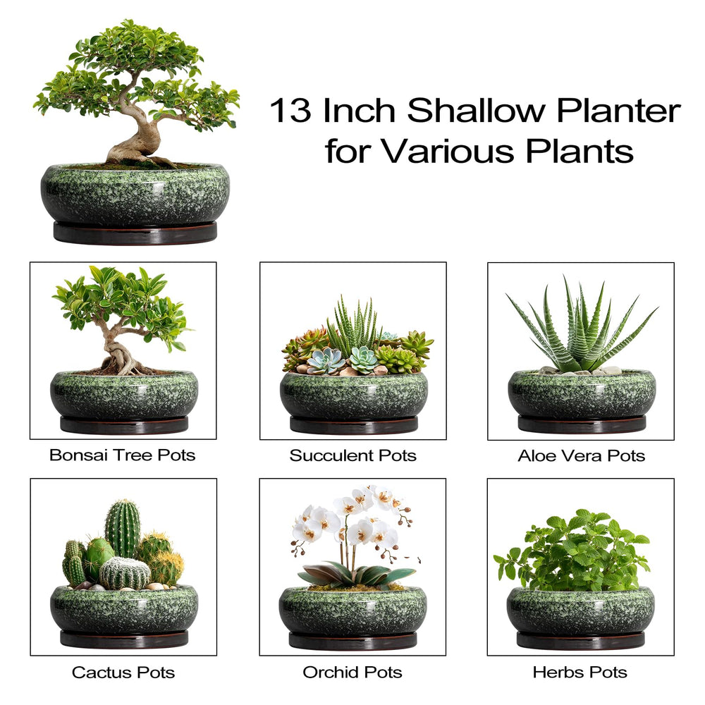 Indoor setup of EPFamily 13 Inch Planter with herbs