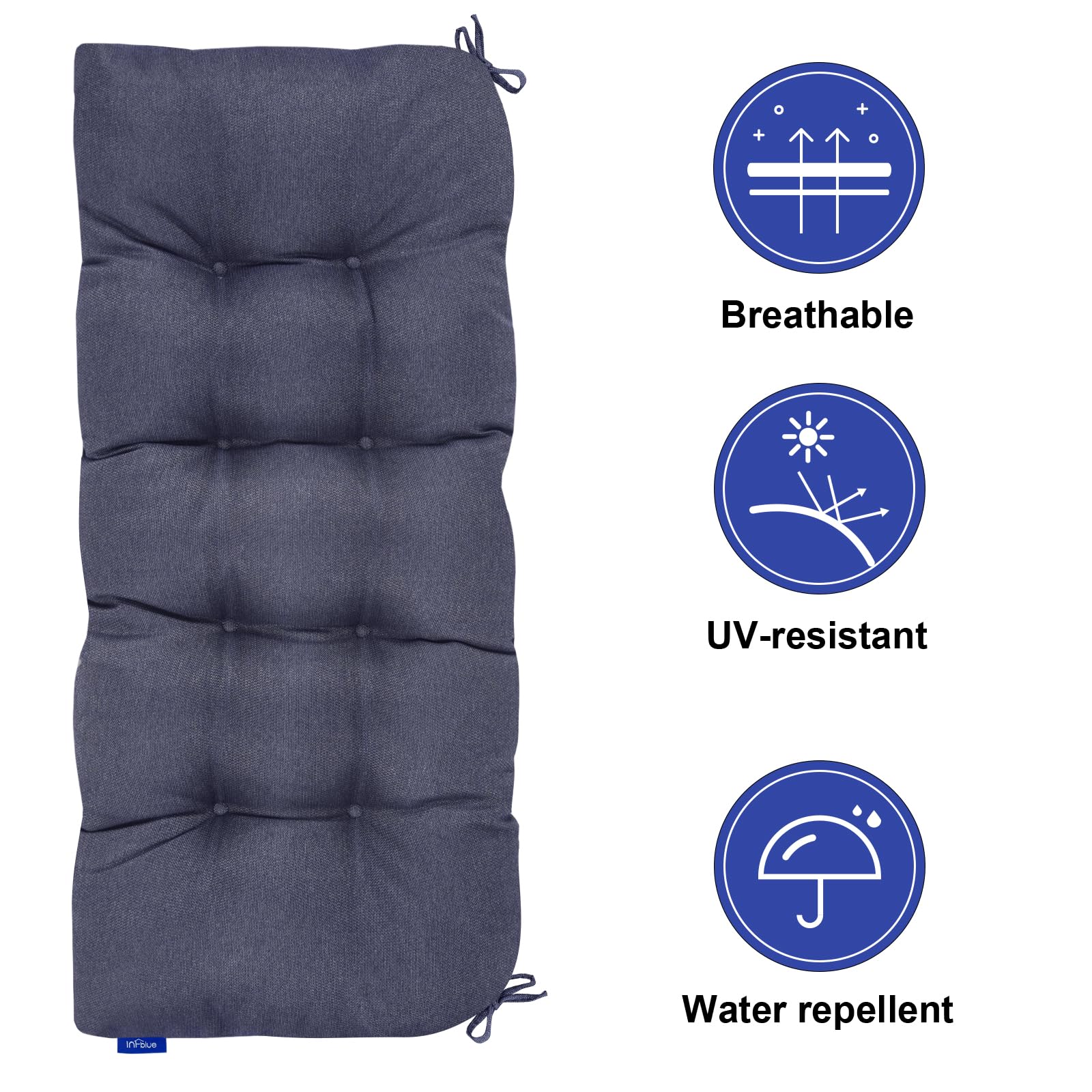 INFBLUE Outdoor Tufted Bench Cushion on a swing