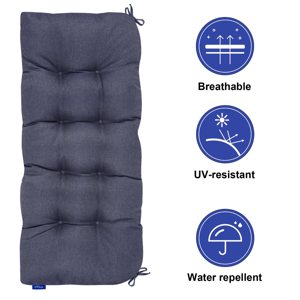 INFBLUE Outdoor Tufted Bench Cushion on a swing